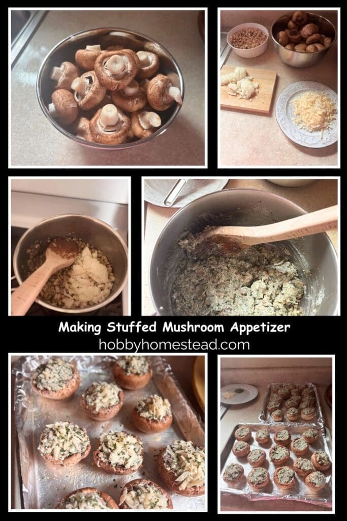 Making Stuffed Mushroom Appetizer